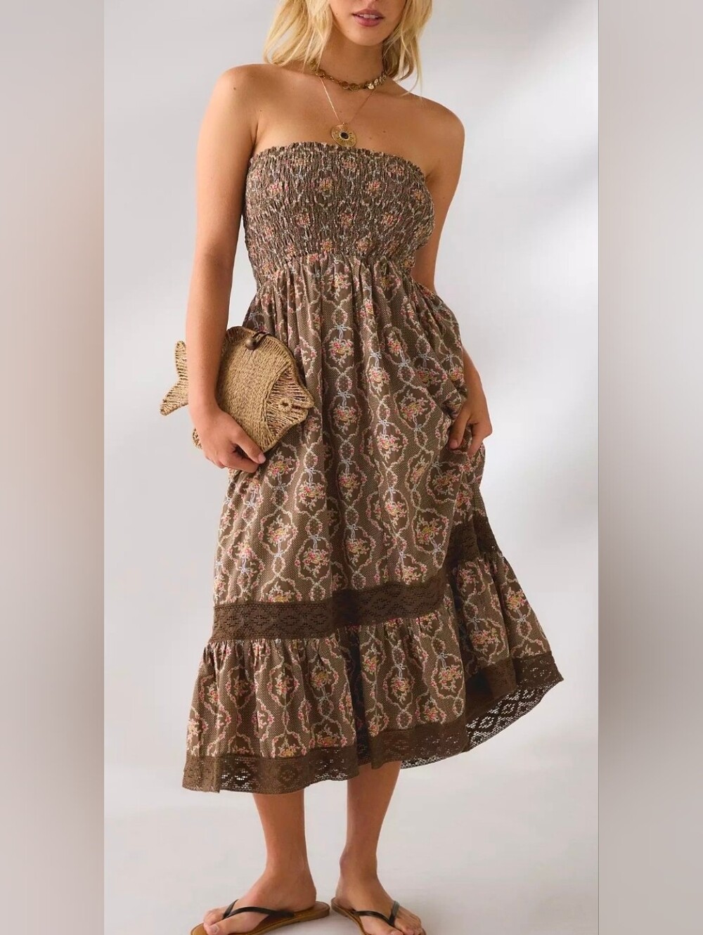 Kimchi Blue Boho Lace Trim Convertible Dress/Maxi Skirt